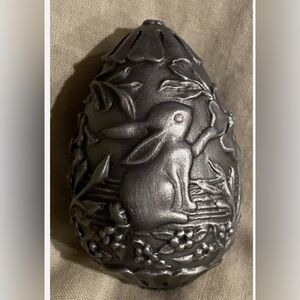 Detailed pewter egg with bunny and flowers